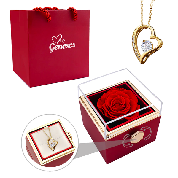 Rosa Eterna con Carta y Collar de Oro14k