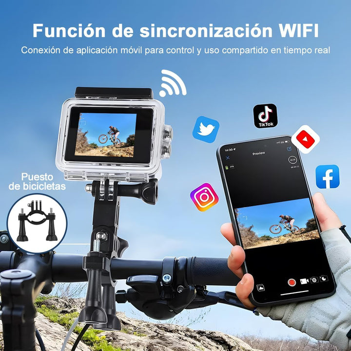 Cámara Deportiva 4K - Incluye 10 accesorios