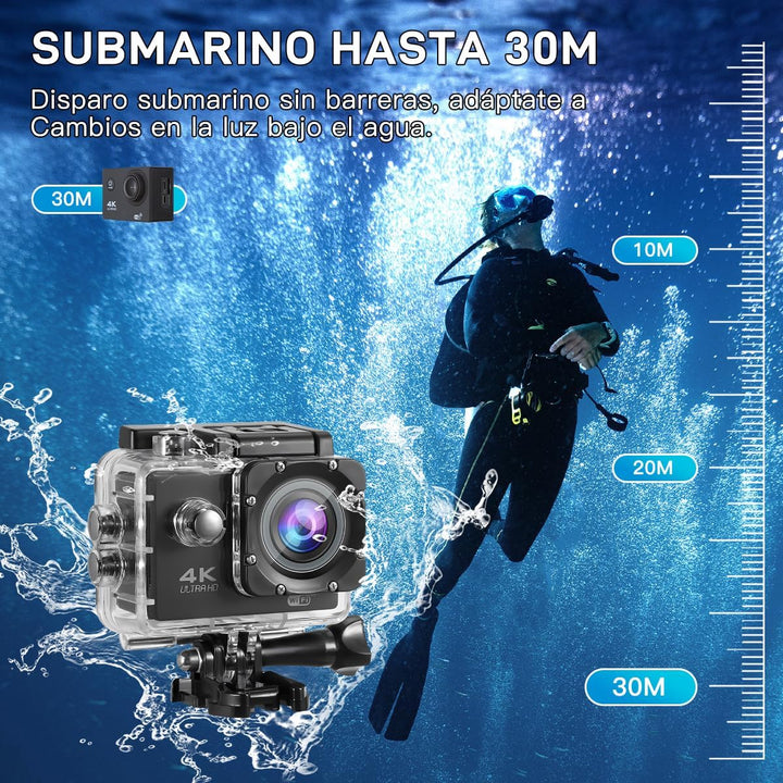 Cámara Deportiva 4K - Incluye 10 accesorios