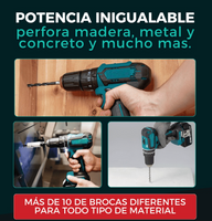 KIT Taladro Inalámbrico + 26 accesorios y dos Baterías de 48V