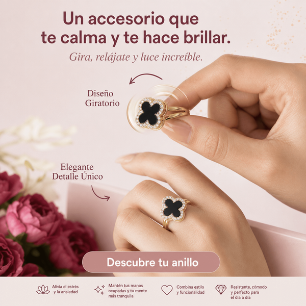 Anillo giratorio flor negro