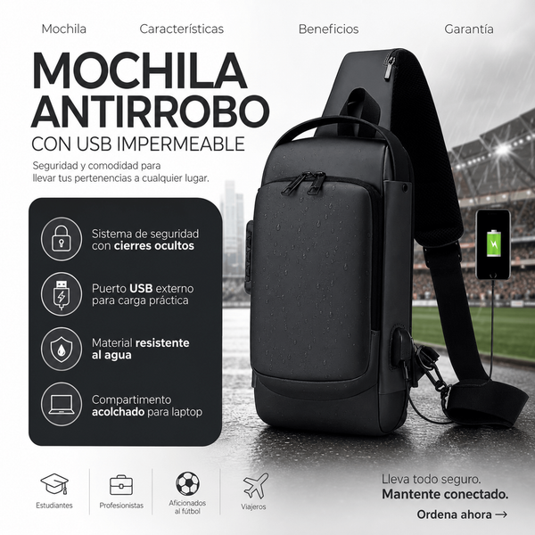 Mochila Antirrobo Con Usb Impermeable
