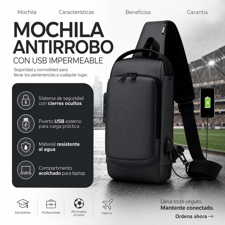 Mochila Antirrobo Con Usb Impermeable