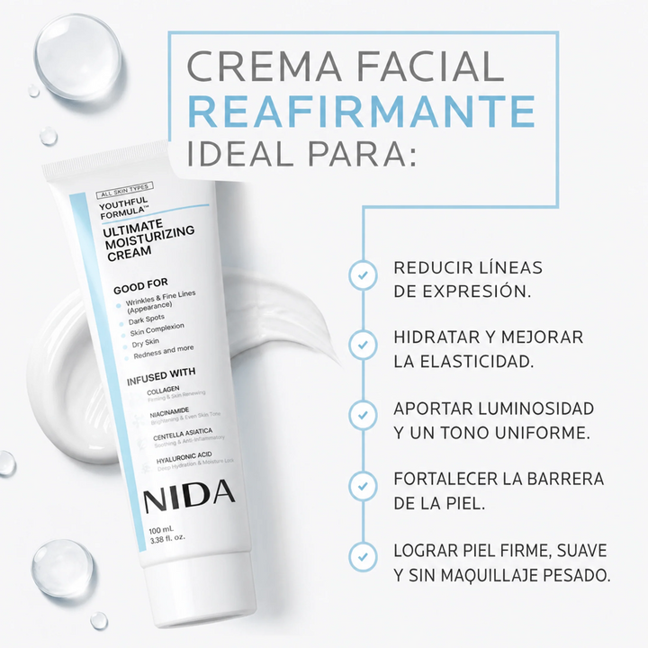 Crema Hidratante Nida con Colágeno y Ácido Hialurónico